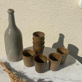 Set of 8 cups in glazed stoneware vintage Digoin 1970