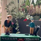 Mechanical piggy bank - golfers - vintage