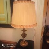 Bronze lamp 1960s Louis XV style / Rocaille with lampshade - H 60 cm