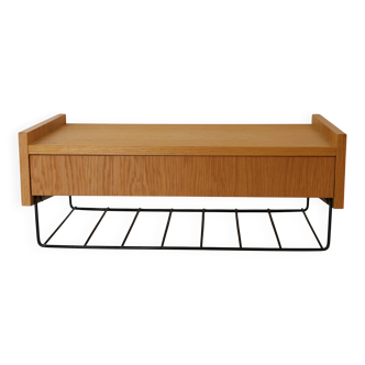 Scandinavian wall-mounted bedside table or wall console, 1960s