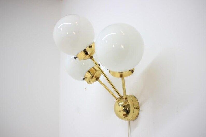Space age sputnik brass wall lamps, 1970s, more pieces available