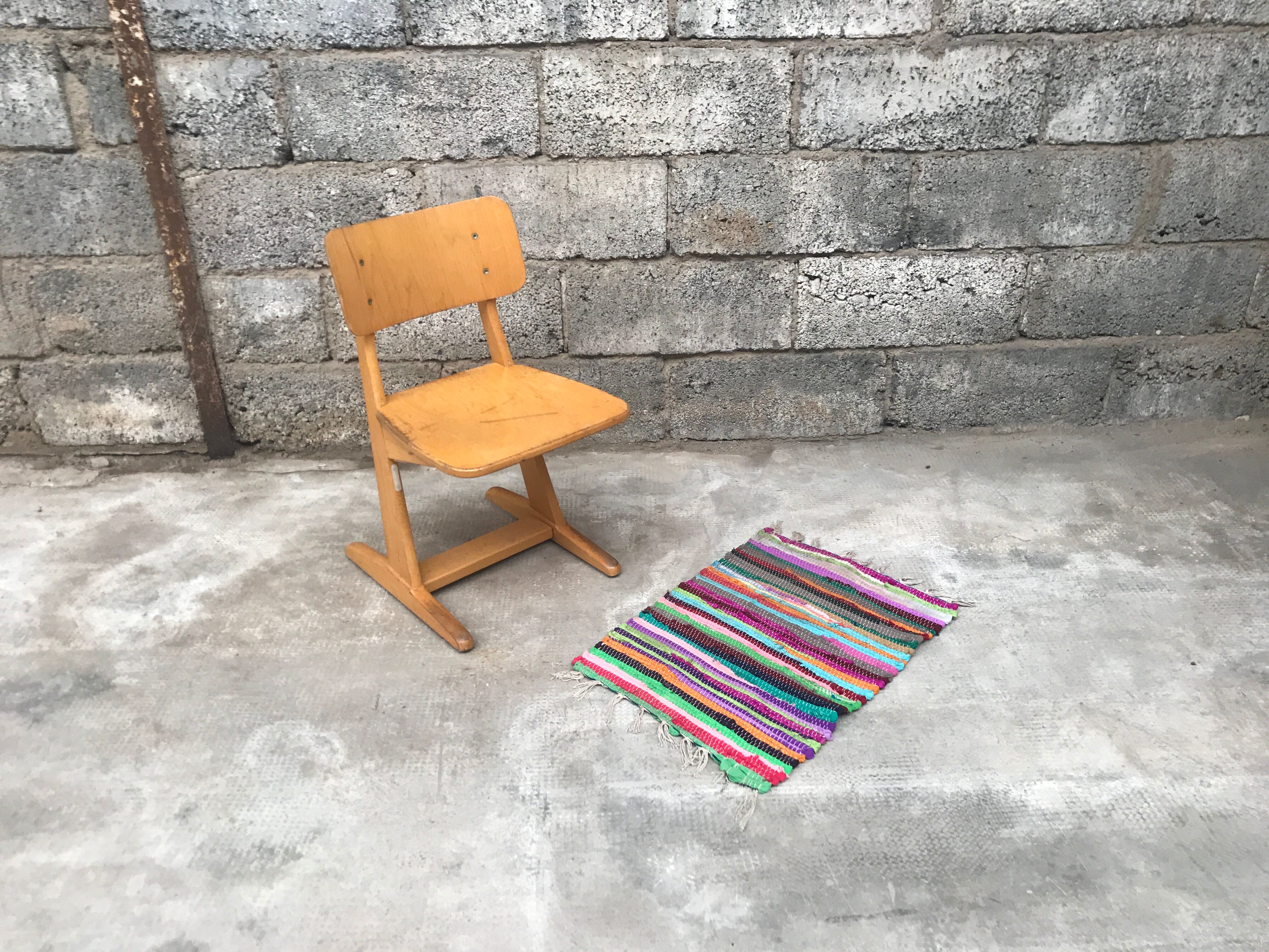 Series of 10 casala children's chairs in vintage light wood