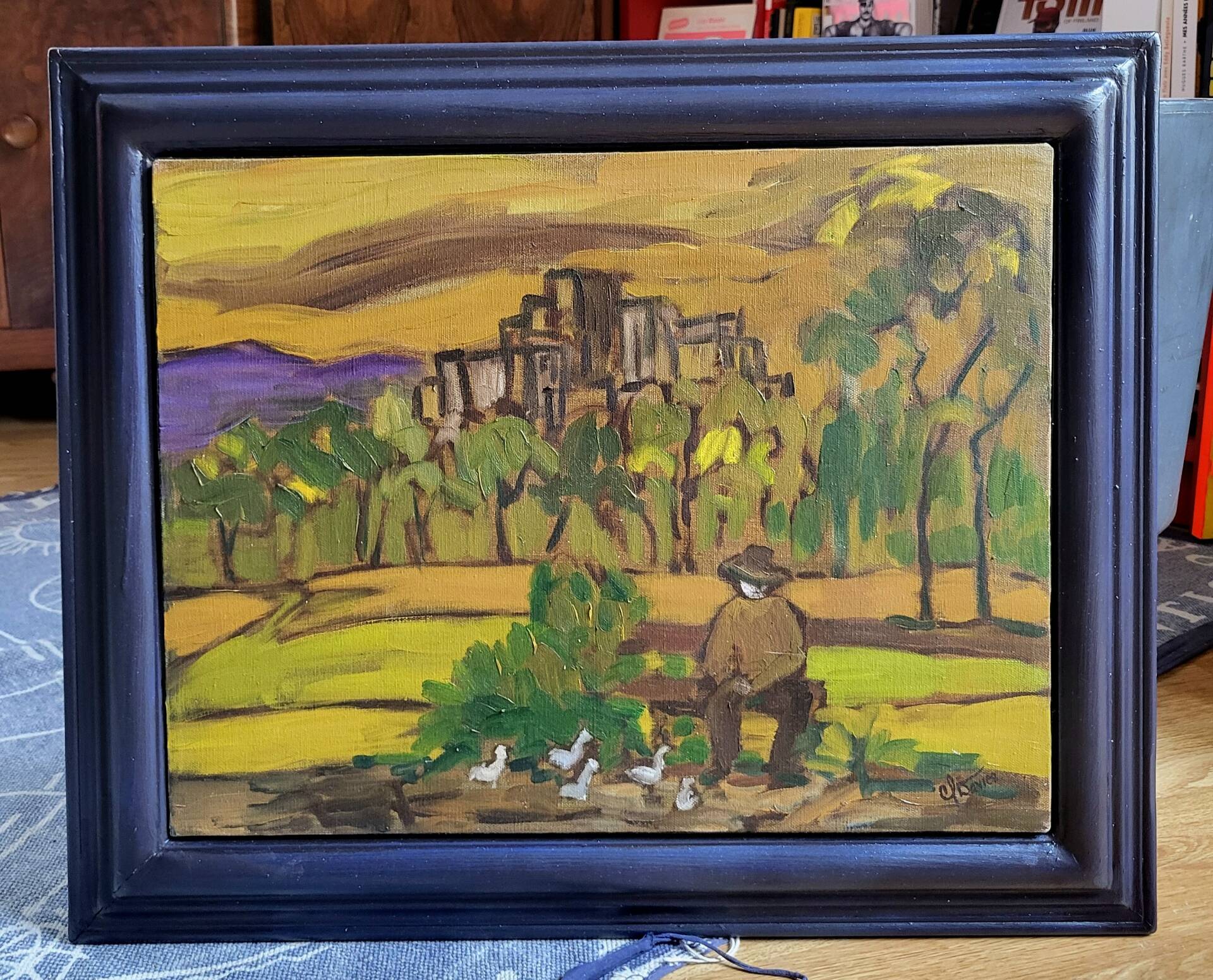 Tableau Oil on canvas Expressionism Catherine Jones-Davies "Pigeon"