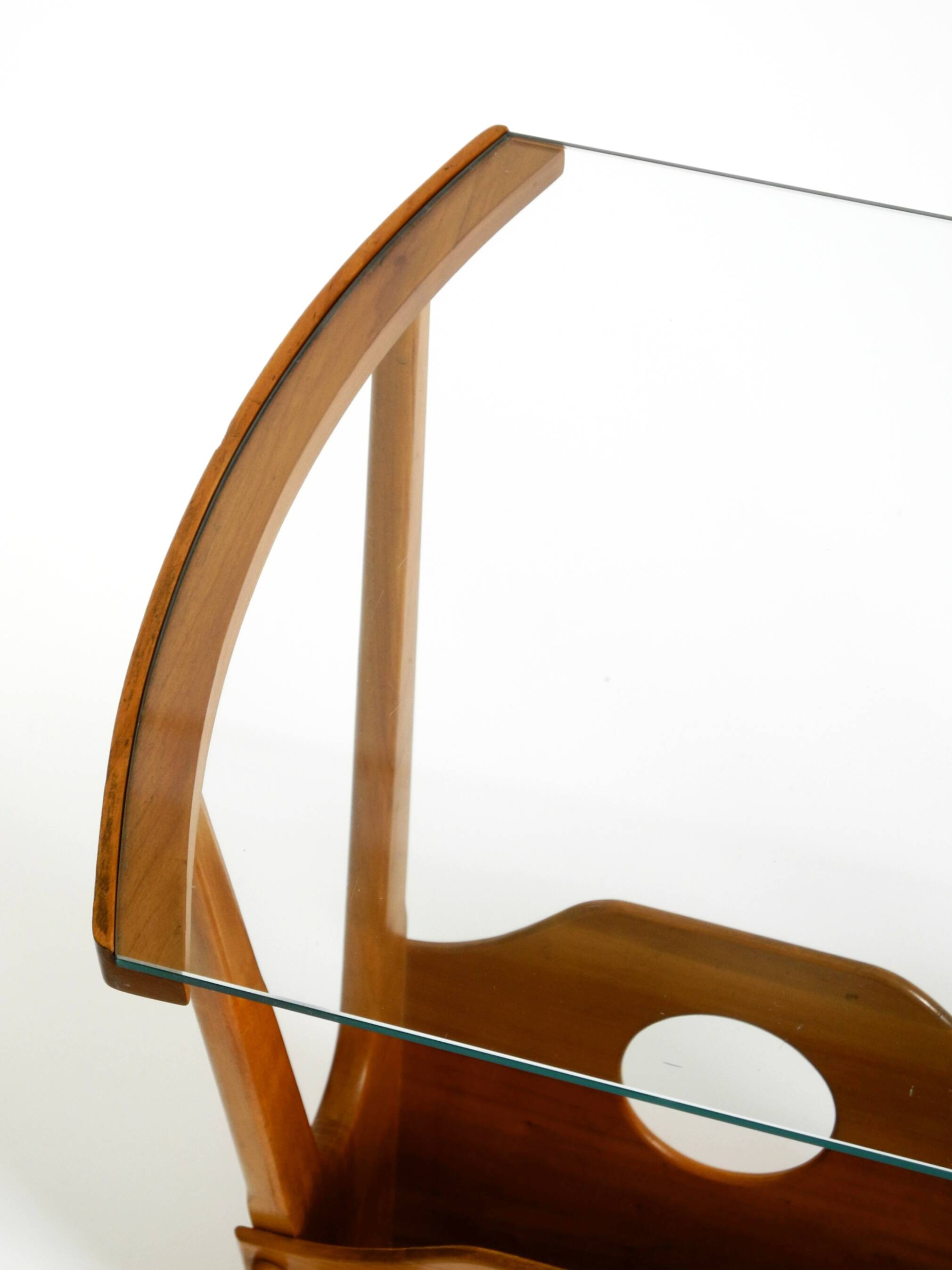 Beautiful mid-century modern side table with magazine rack, made of ash woo