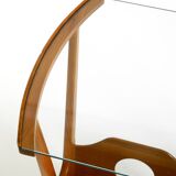 Beautiful mid-century modern side table with magazine rack, made of ash woo