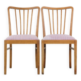 Set of 2 vintage dining chairs from the 1970s with spindle backrest and fabric seat