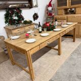 Antique solid oak craft table with drawers