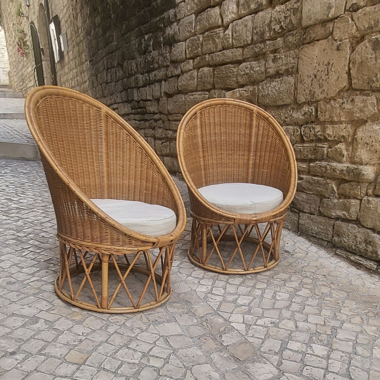 Rattan armchairs