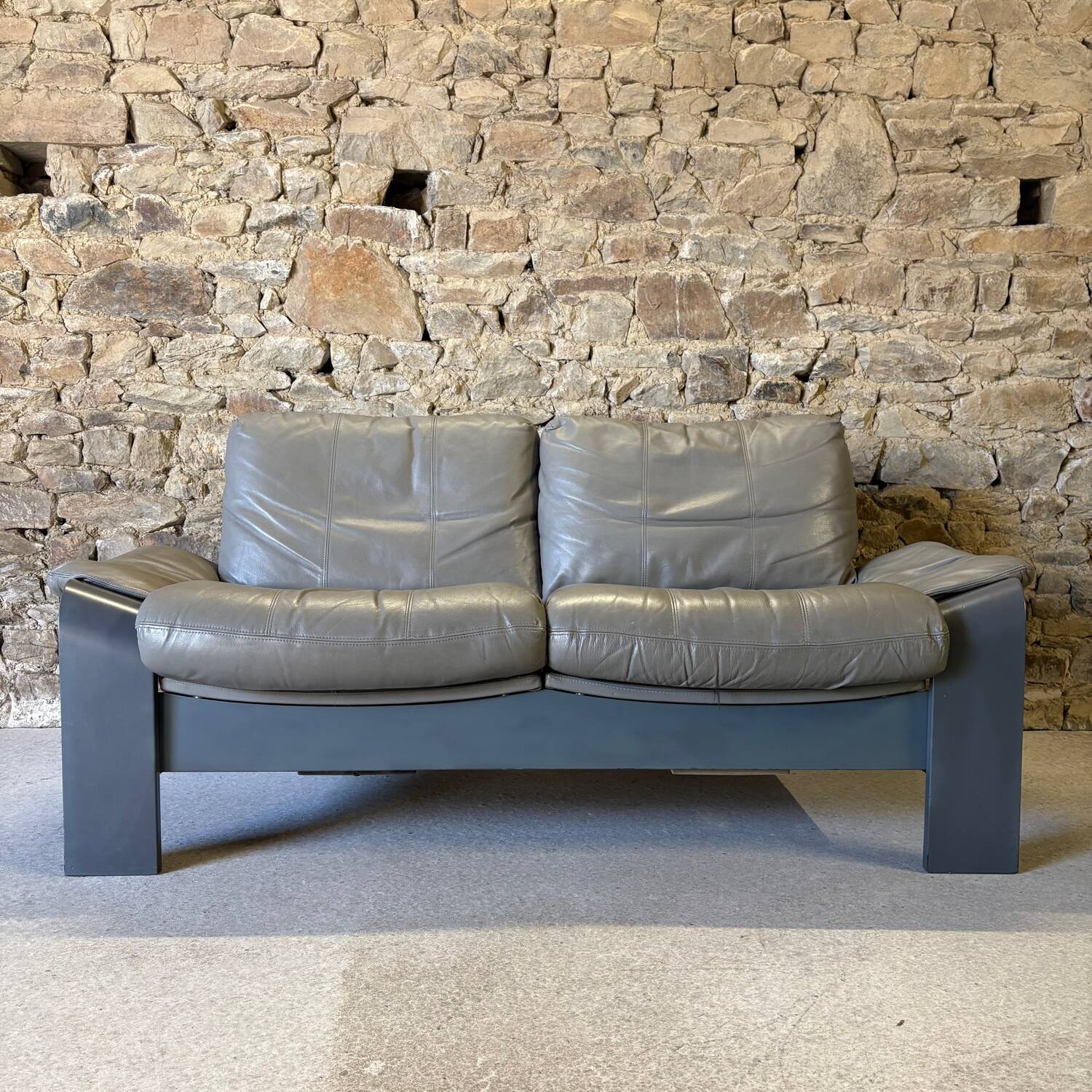 Canapé cuir 2 places Panda par Ake Fribyter pour Nelo Sweden, 1970