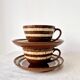 Lot de 2 tasses + 2 assiettes en grès "Mary" - Digoin Sarreguemines Vintage