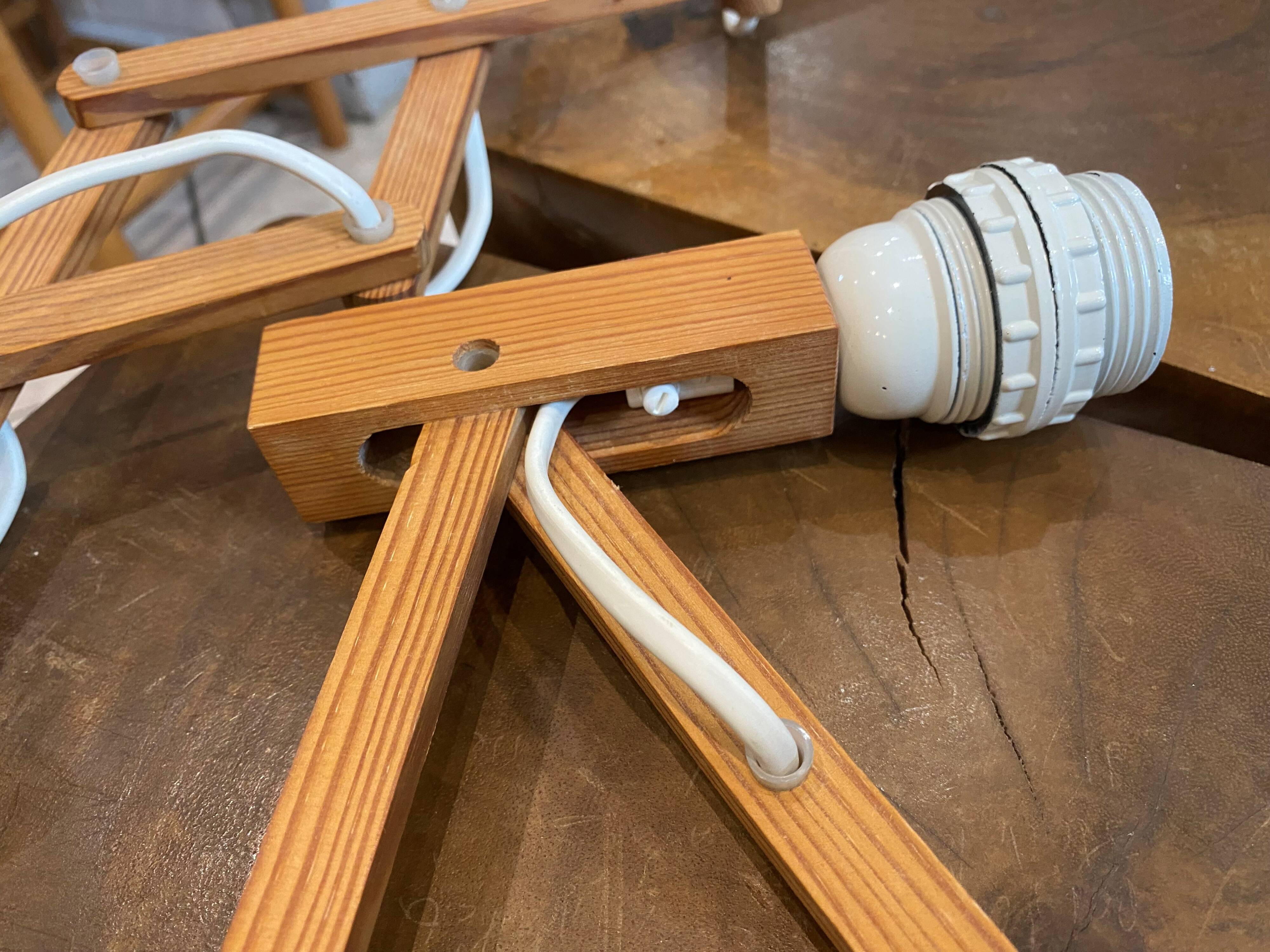 Pair of Translandia Denmark Scandinavian vintage wooden articulated wall lights 1960s