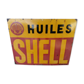 Ancient large enamel plate "Shell Oils" 80x100cm 1920