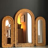 Triptych rattan mirror 85x70cm