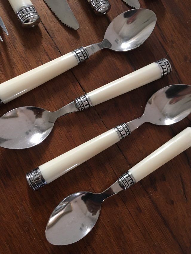 Set covered with 70s stainless steel table