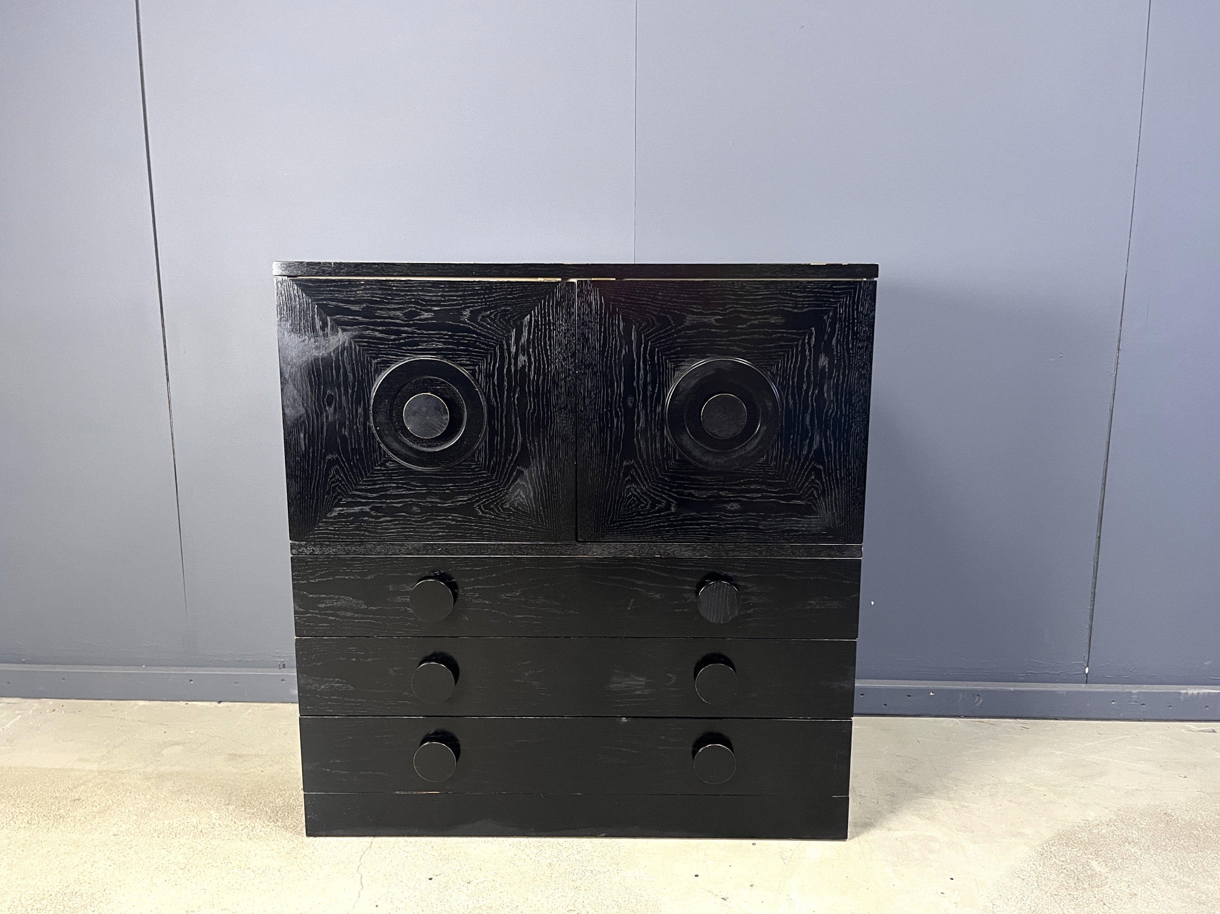 Black brutalist bar cabinet, 1970s