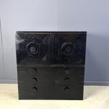 Black brutalist bar cabinet, 1970s