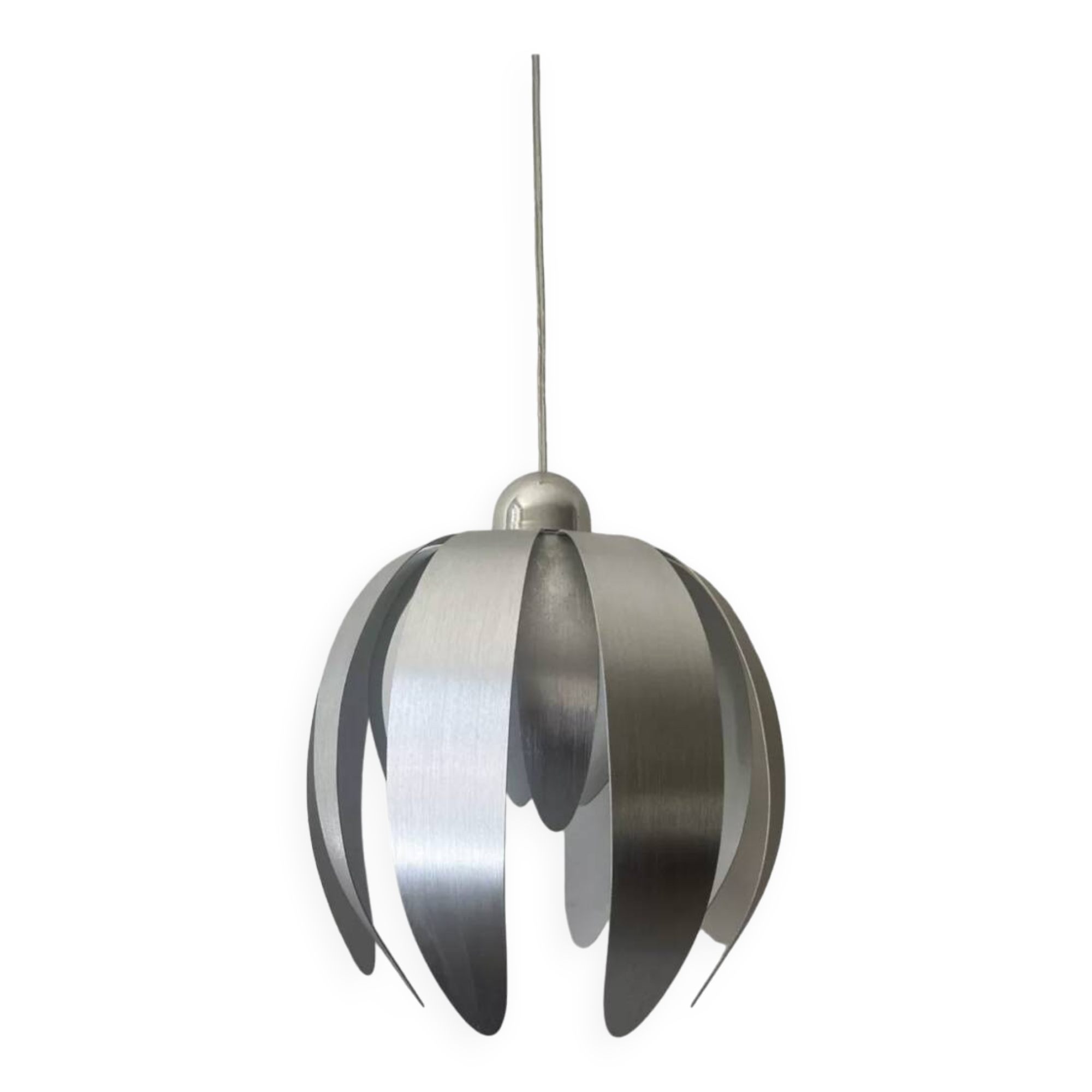 Brushed metal flower pendant light, 1970 design