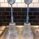 Paire de suspensions en verre Holophane 1950