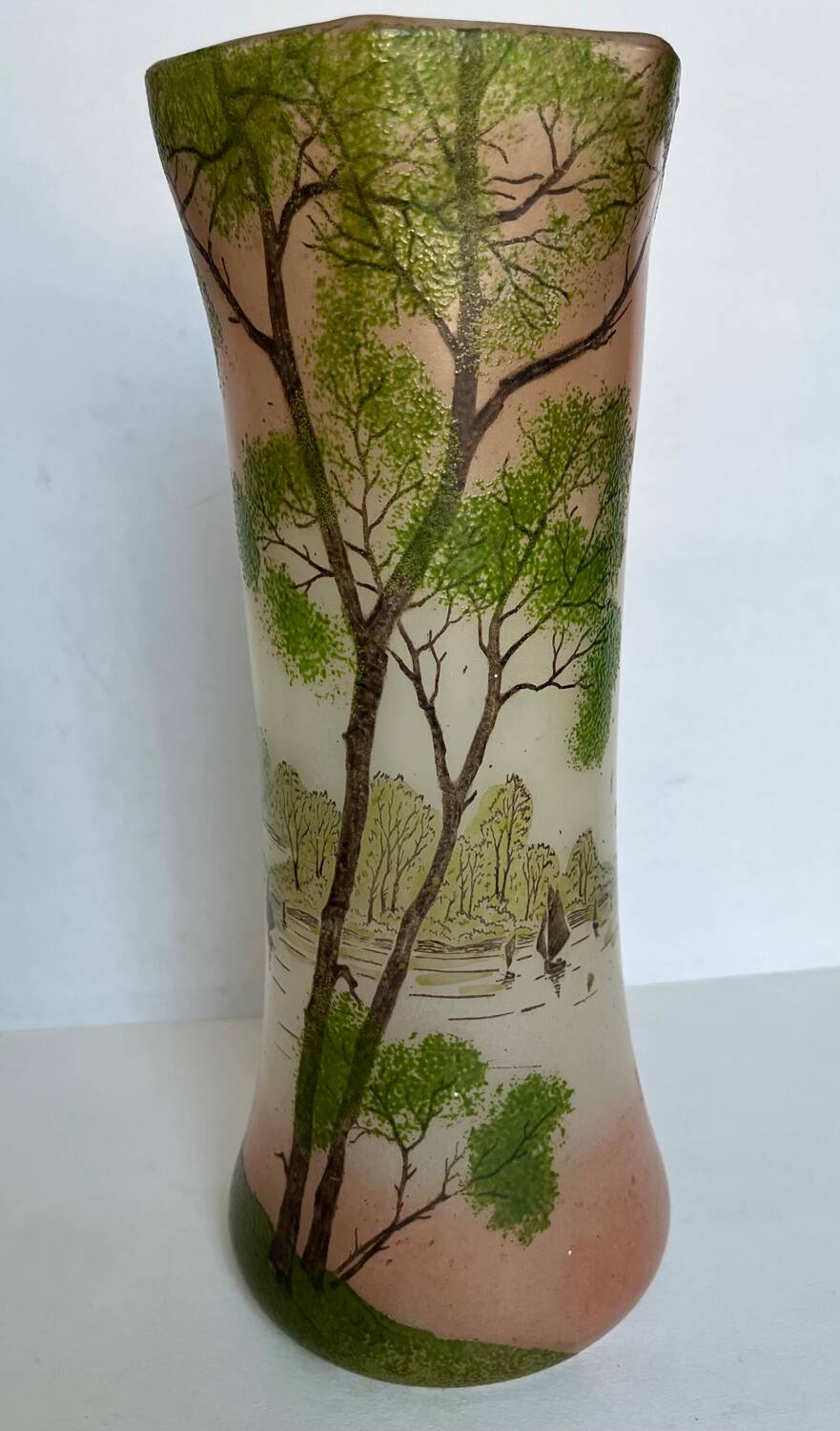 Legras painted frosted glass vase