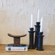 Set of three candlesticks in black tadelakt