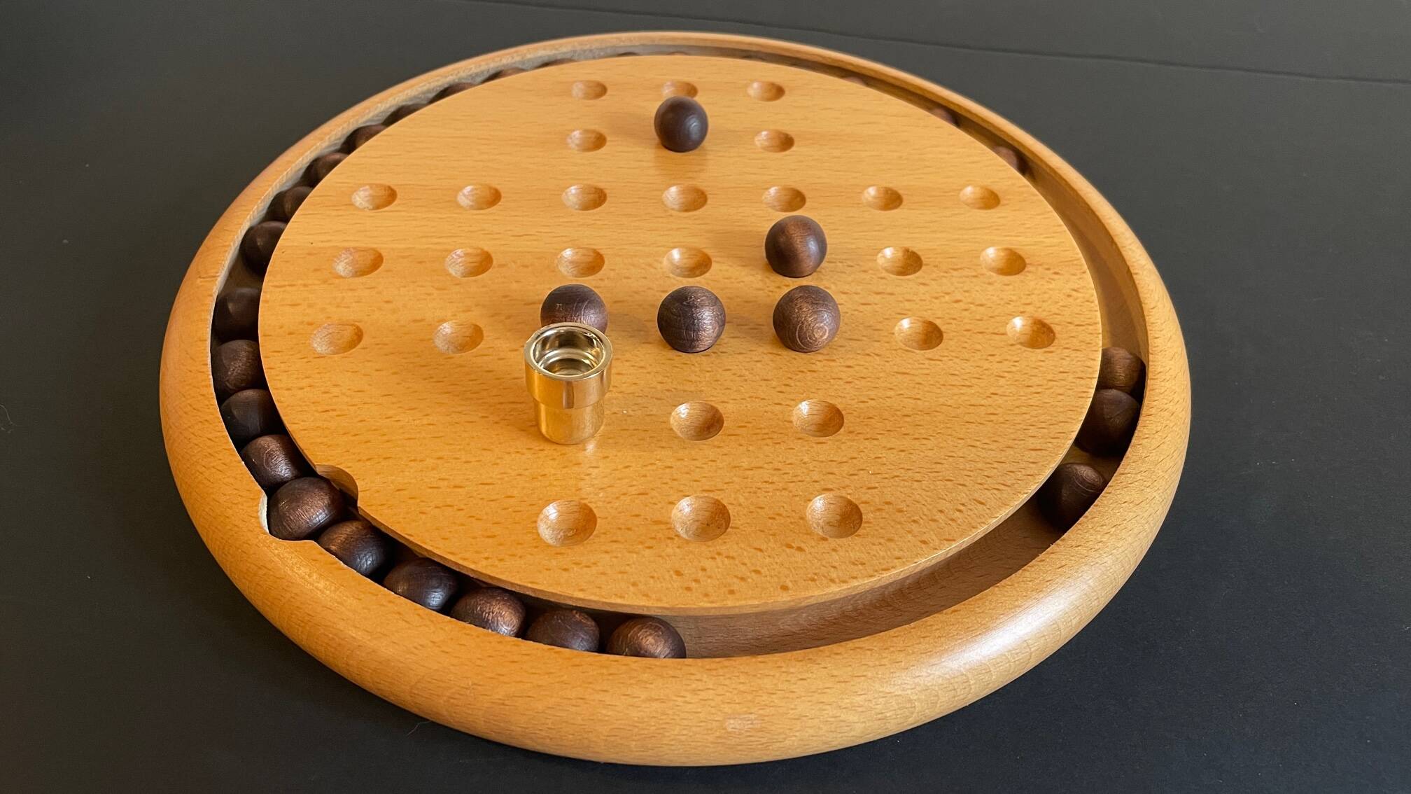 Vintage solid beech solitaire game