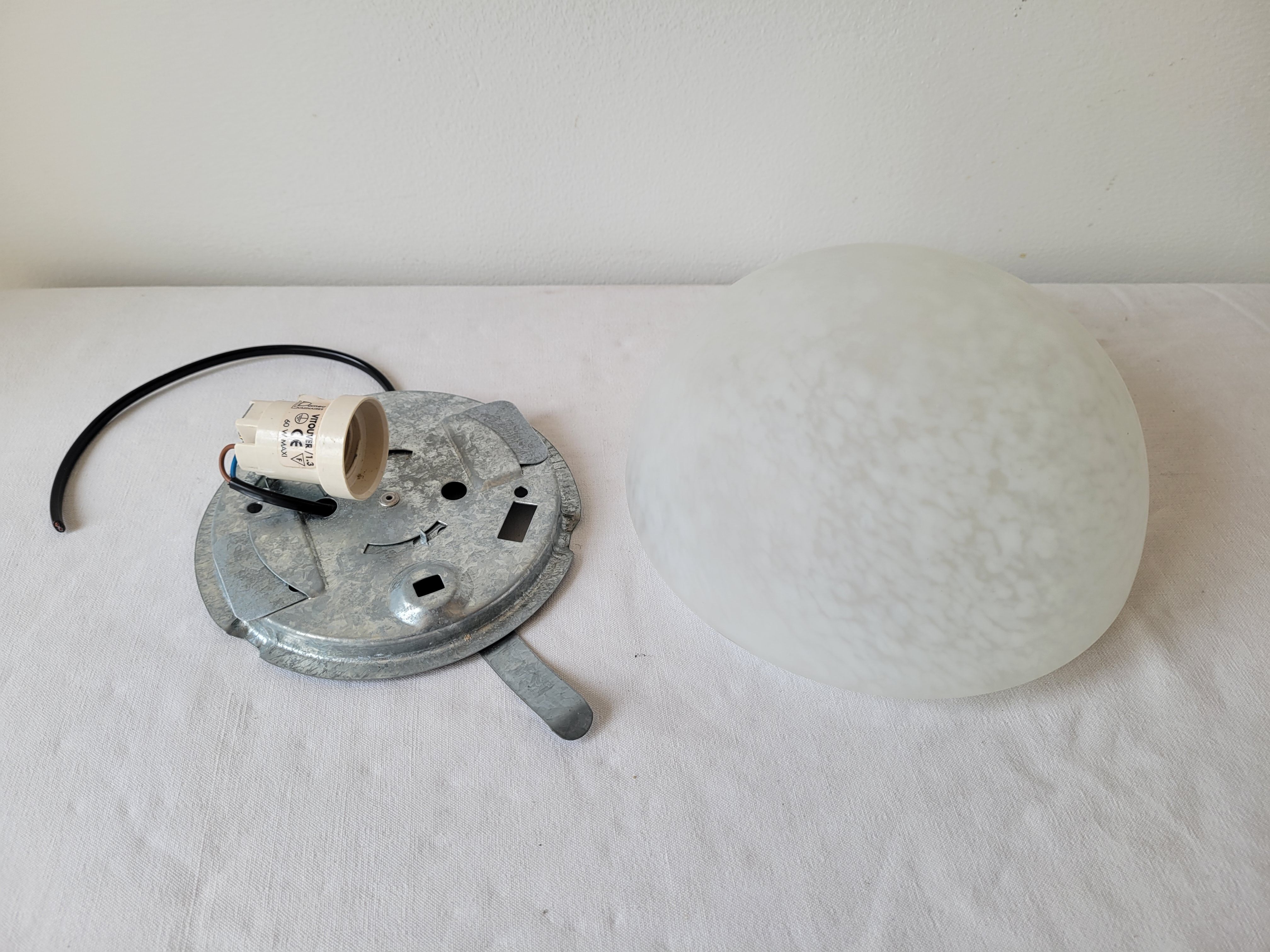 Speckled glass half-globe ceiling lamp
