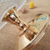 Glass and gold metal cake display - vintage