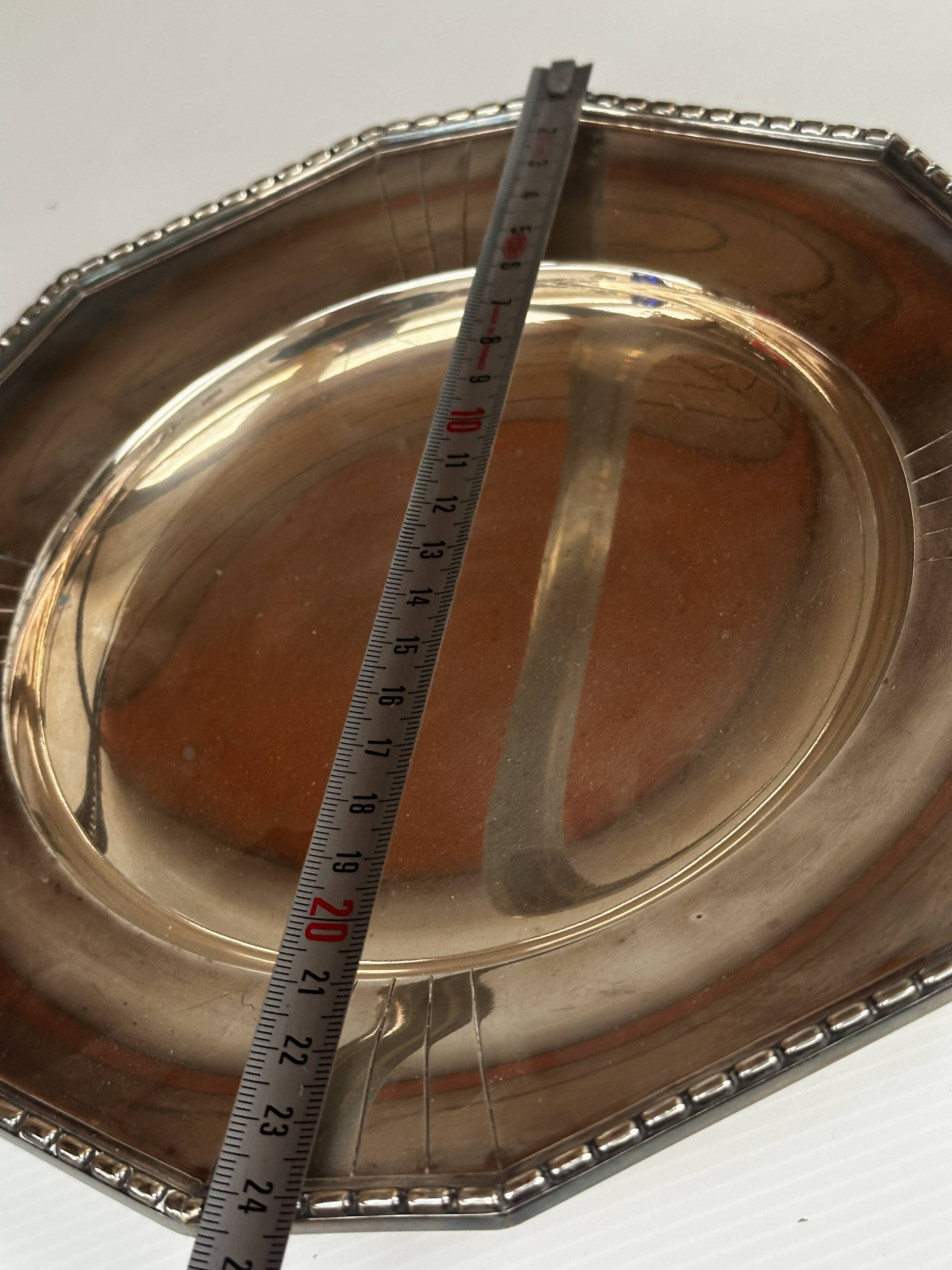 Art Deco Silver Metal Centerpiece - Octagonal Shape