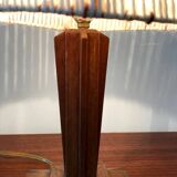Art Deco oak lamp and wool lampshade from the 1930s