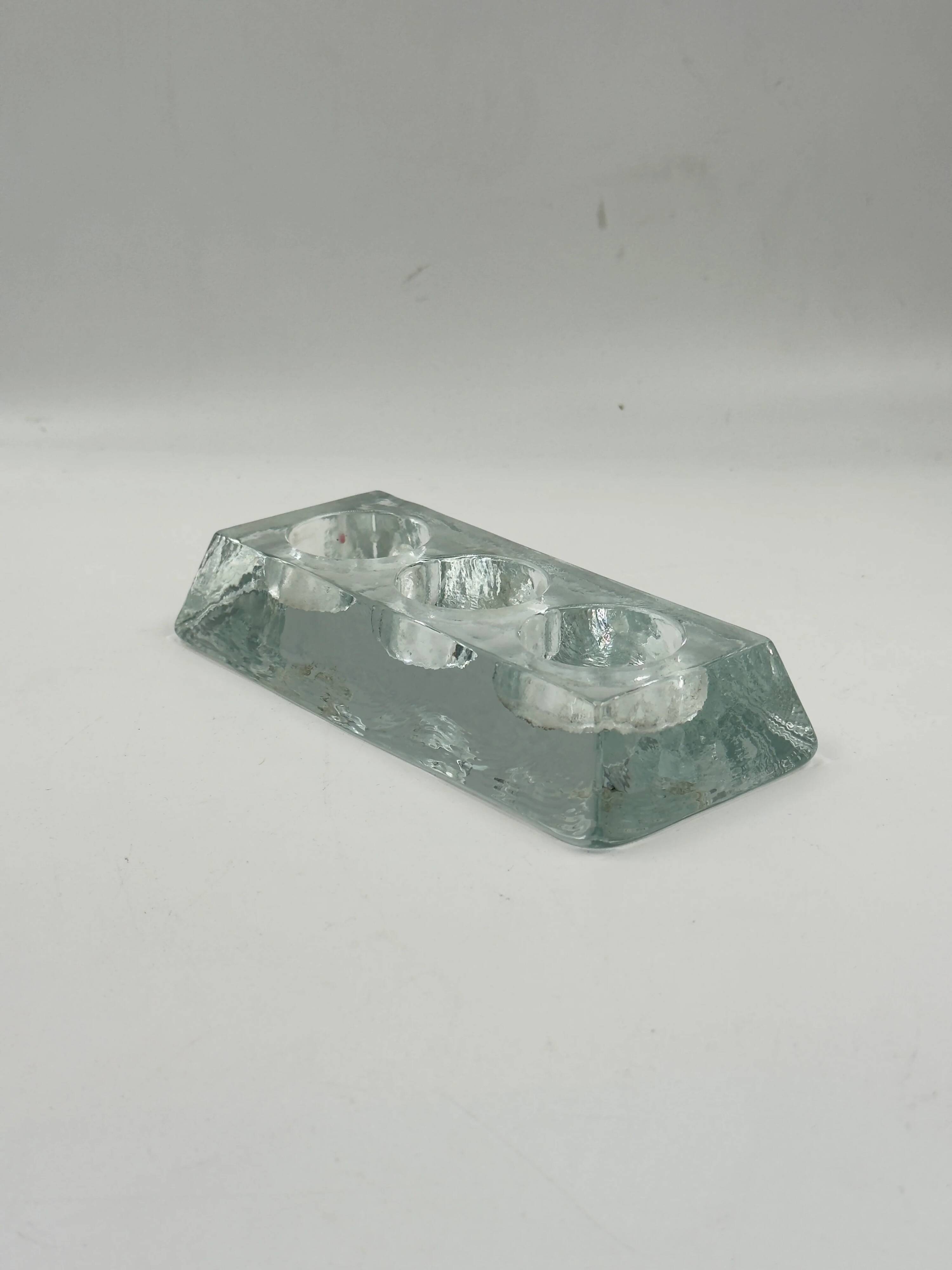 Vintage glass candle holder for 3 tea lights.