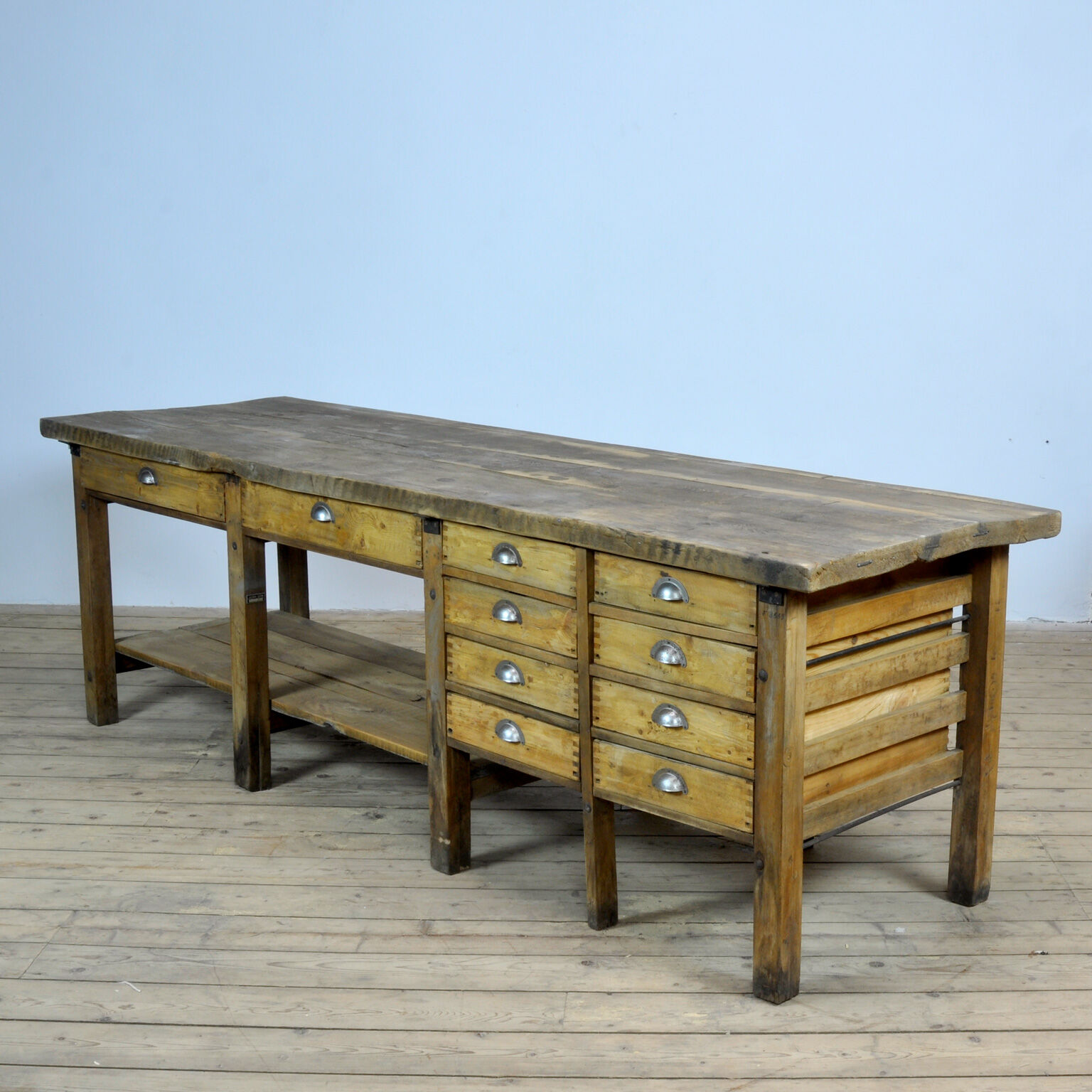 Table de travail industrielle en bois, années 1950