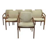Ensemble de 8 chaises modèle 23 en teck par Henning Kjærnulf pour Korup Stolefabrik, Danemark 1960
