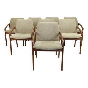 Ensemble de 8 chaises modèle 23 en teck par Henning Kjærnulf pour Korup Stolefabrik, Danemark 1960