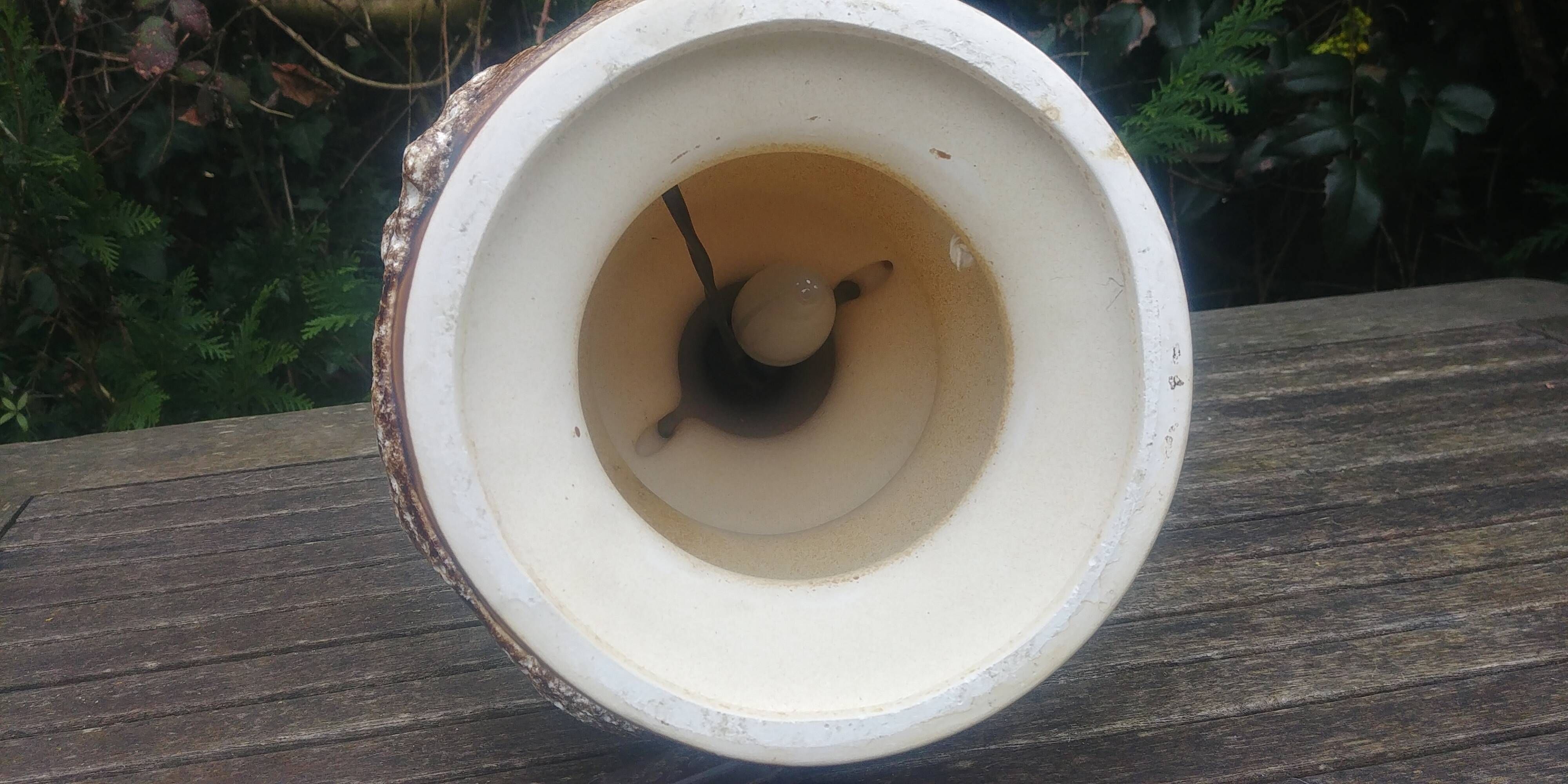 Vintage glazed ceramic lamp base from the 60s/70s with double lighting of medium size.