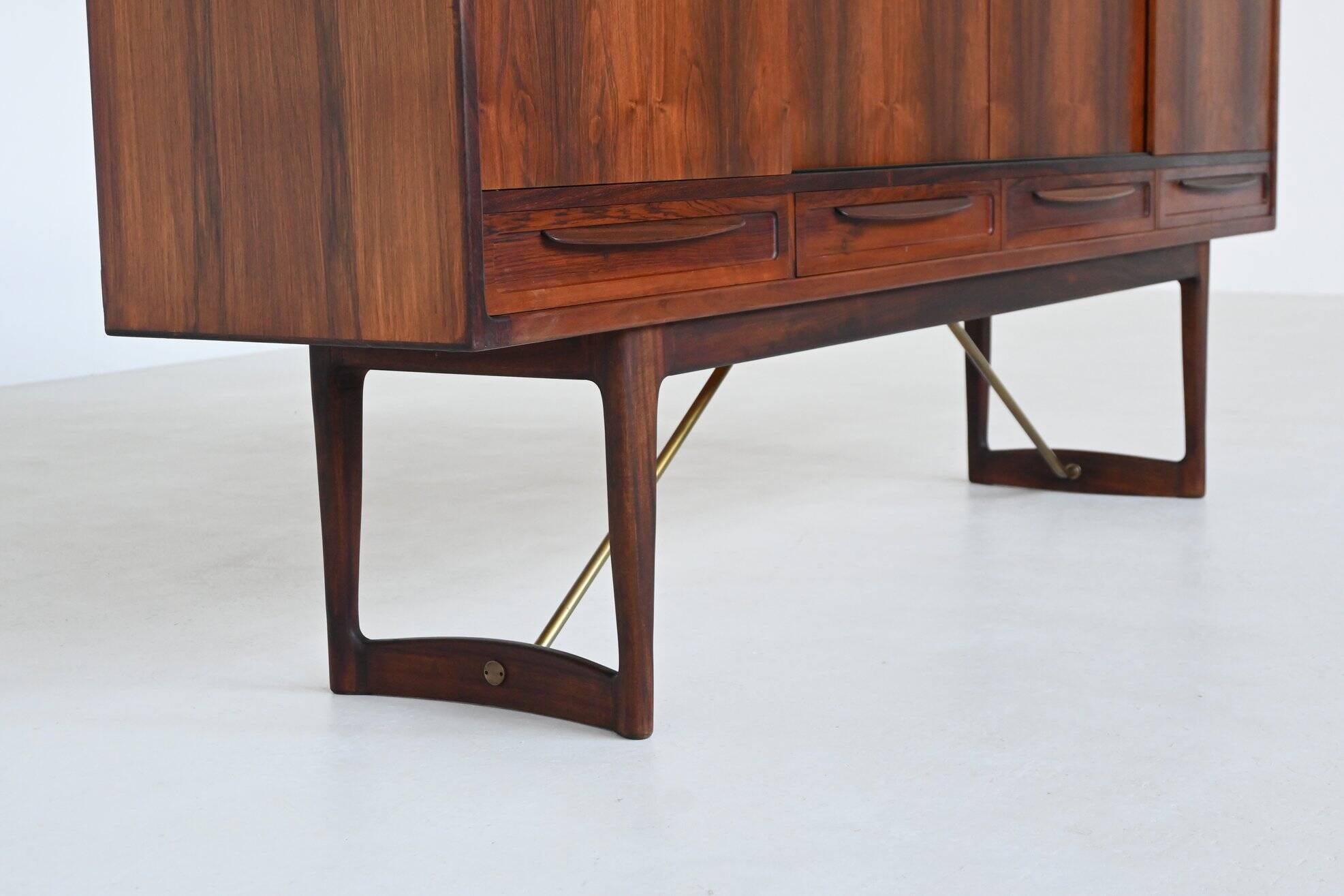 Sofus Jorgensen cross-leg highboard in rosewood Nyrup Denmark 1960