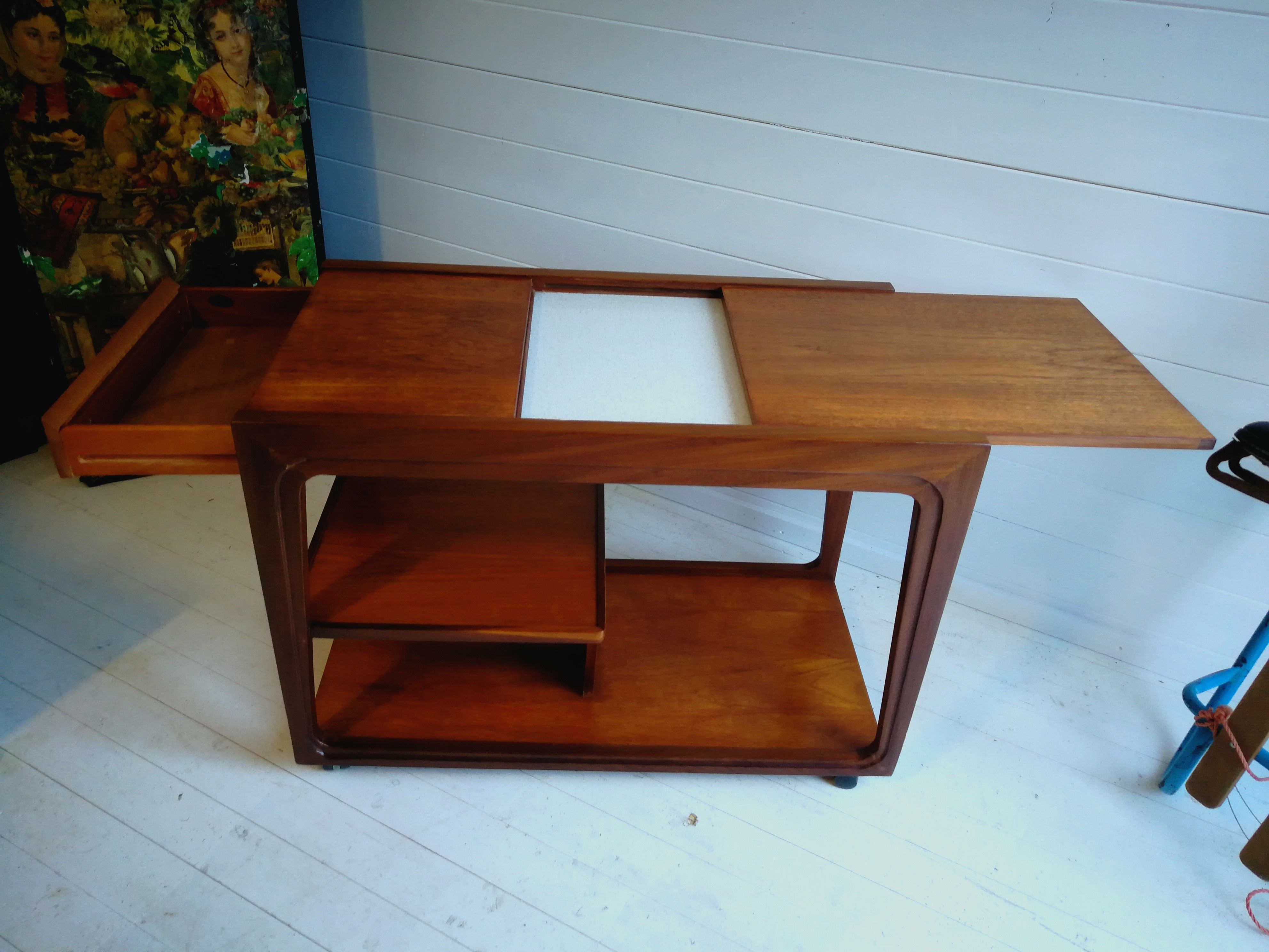 Retro remploy teak & afrormosia drinks trolley hostess trolley, 60s