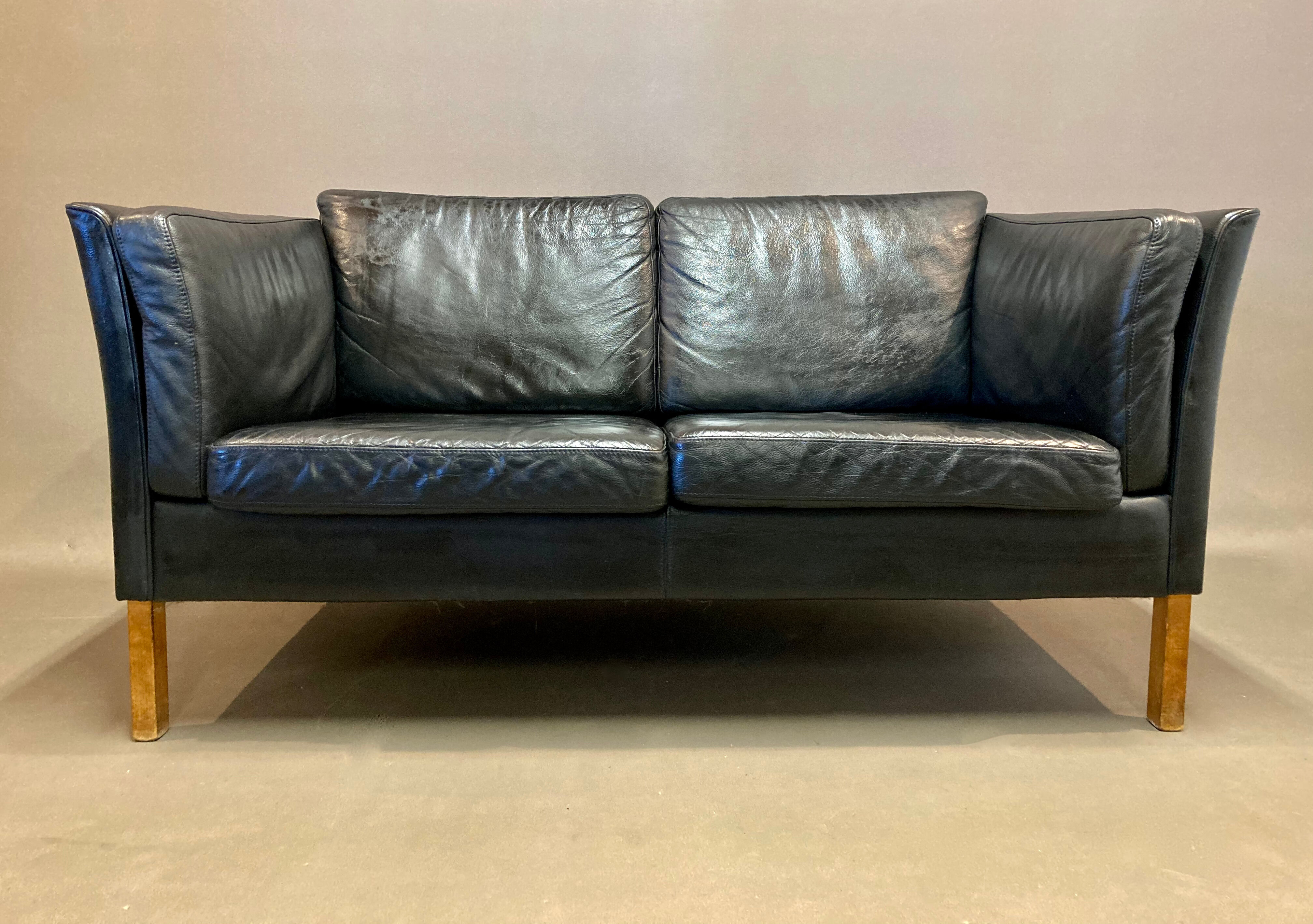 Canape Cuir Noir Design Scandinave Selency