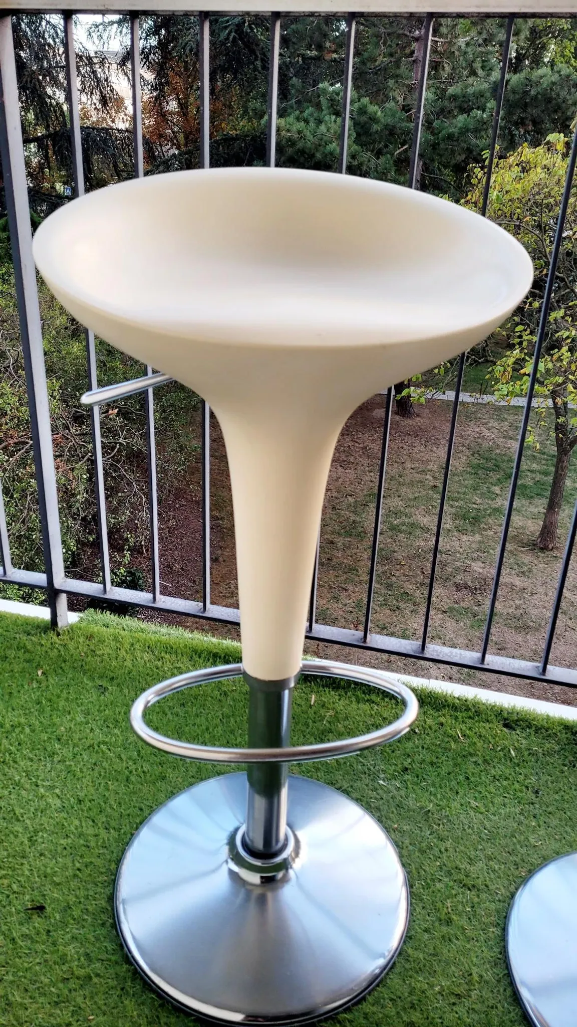 Two bombo stools by magis designed by stefano giovannoni.