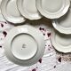 Set of 6 old dessert plates + gilded Sologne porcelain dish