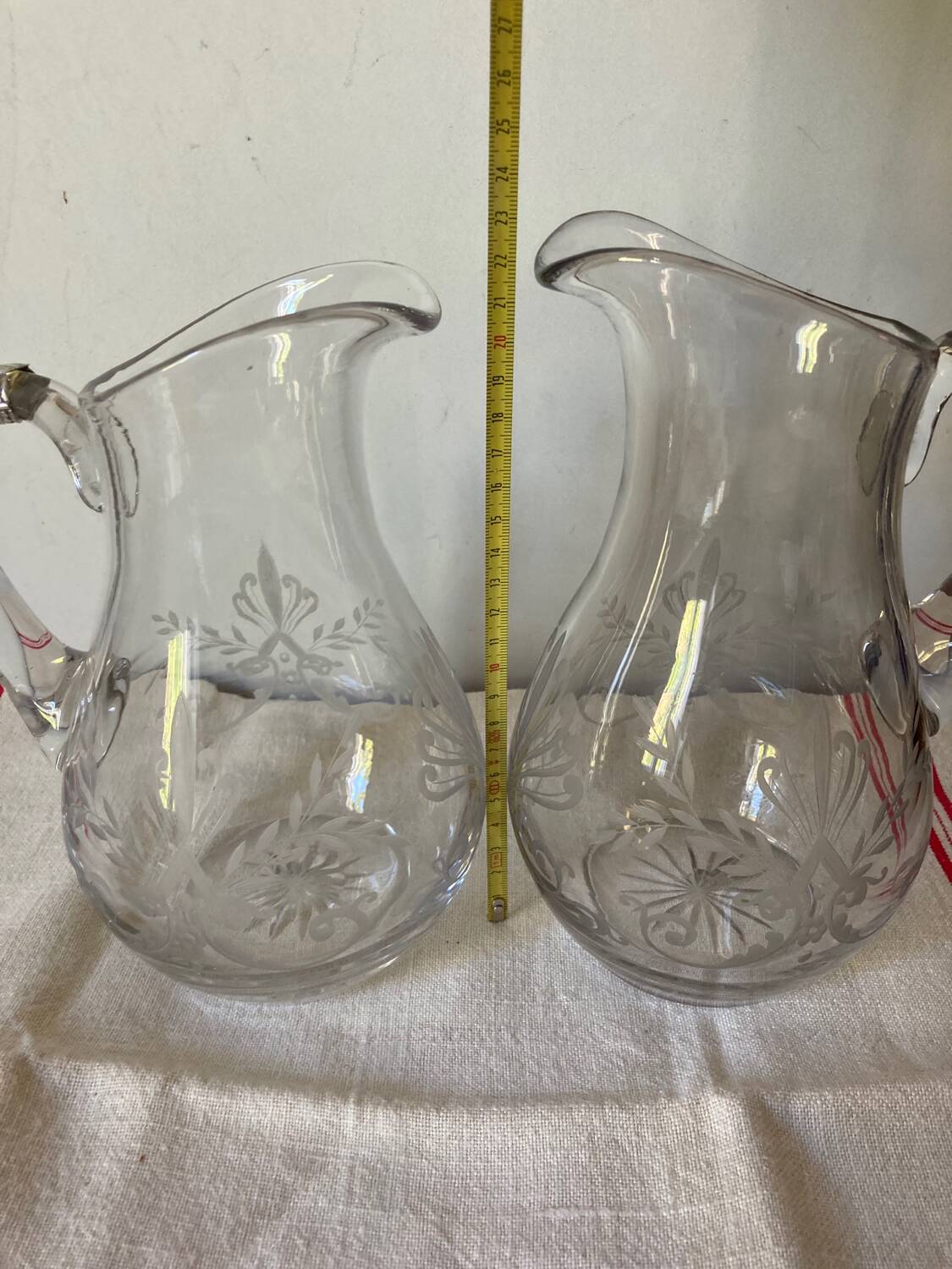 2 carafes en cristal et argent massif