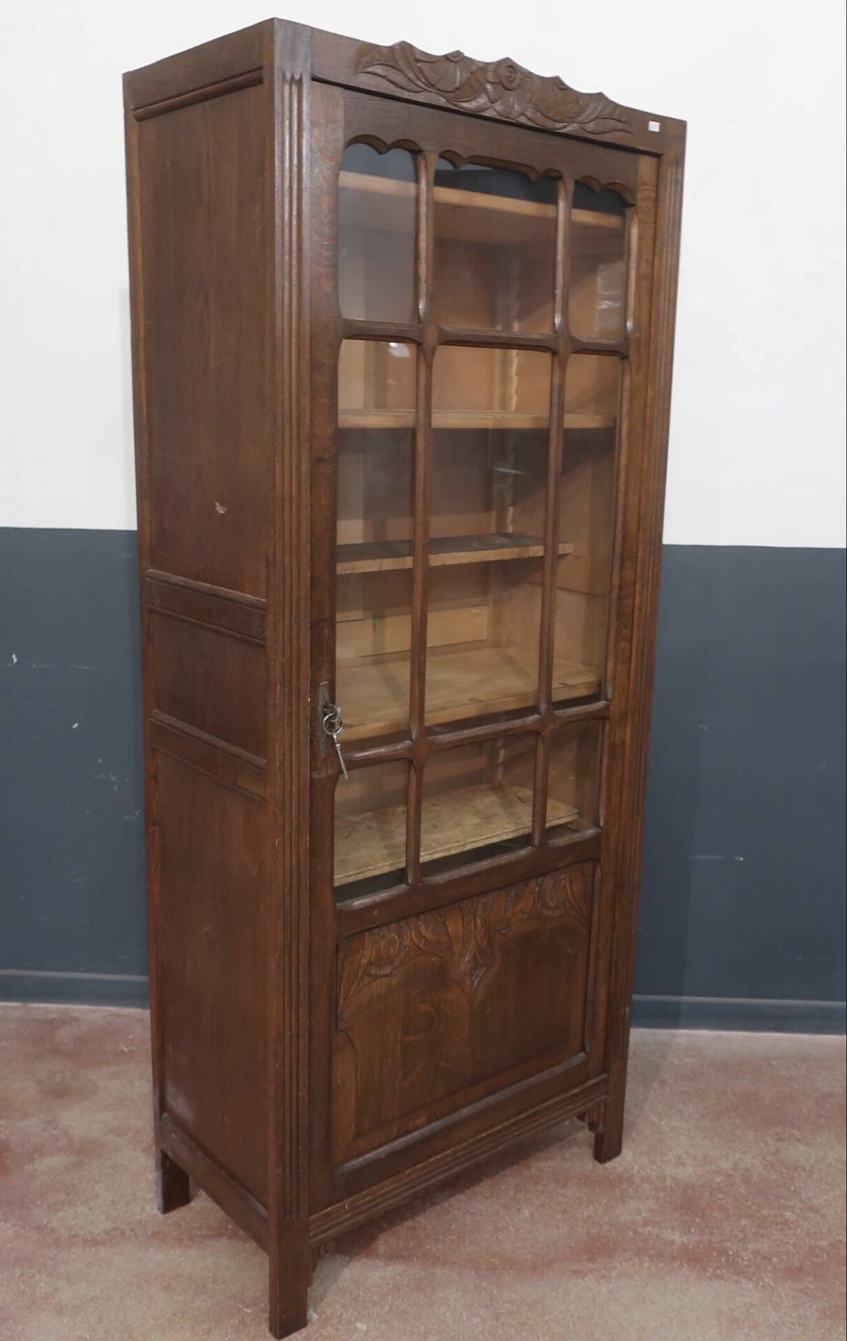 Armoire vitrine porte vitrée bois art déco