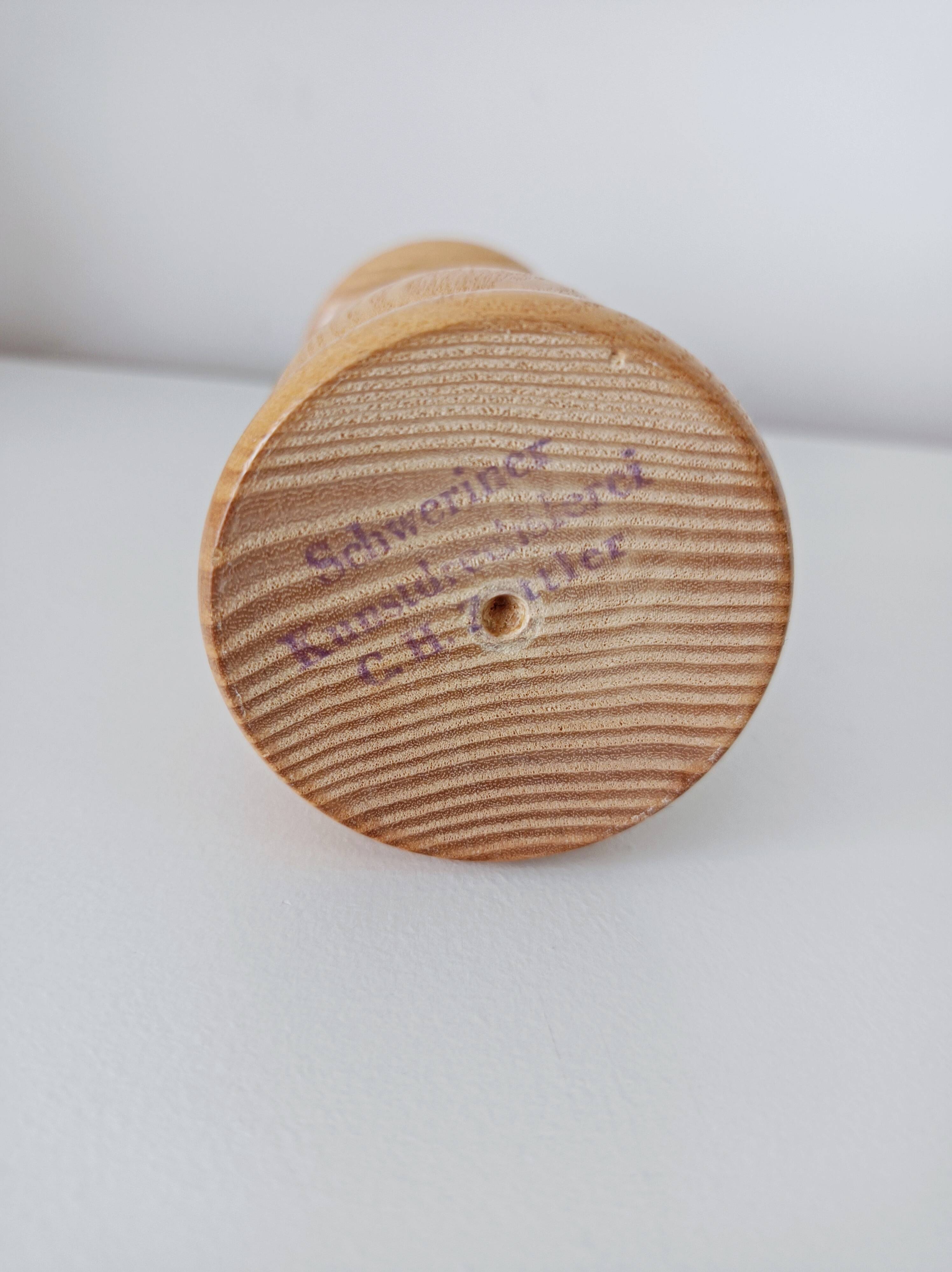 Set of 3 Scandinavian turned wooden candle holders