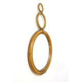 Round bamboo mirror from the 70s - 32x52cm