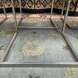 Suite of 6 vintage chairs 1970 velvet and stainless steel