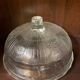 Cheese cover cake dish glass molded with relief flower decor
