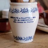 Old sandstone pot glazed beige and blue