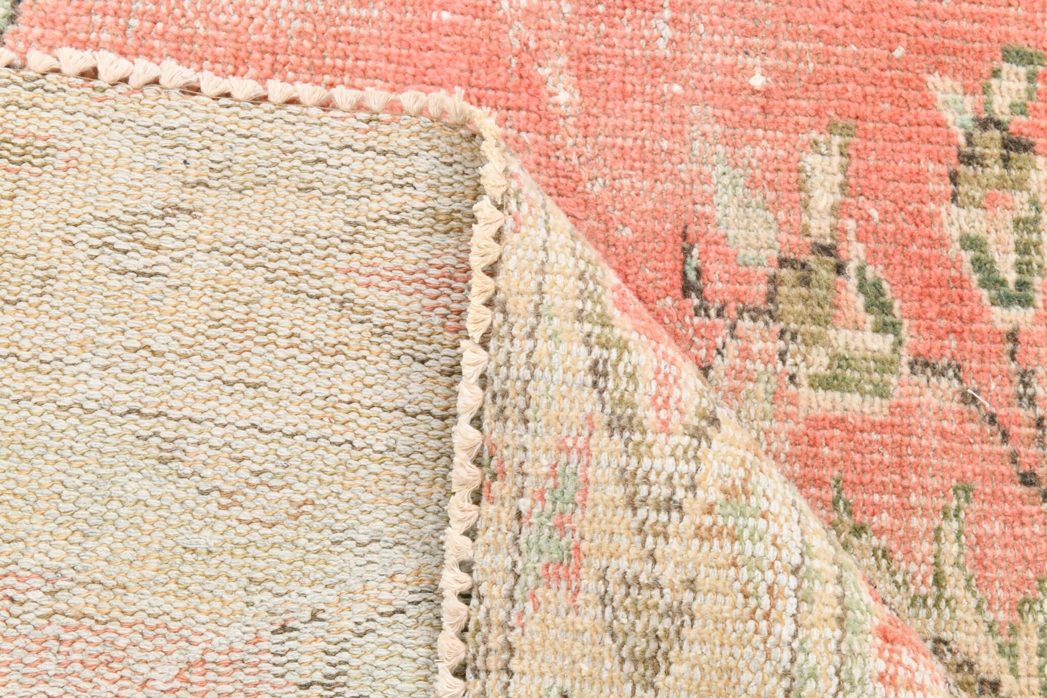 5x8 Turkish Pale Red & Cream Vintage Rug, 147x243Cm