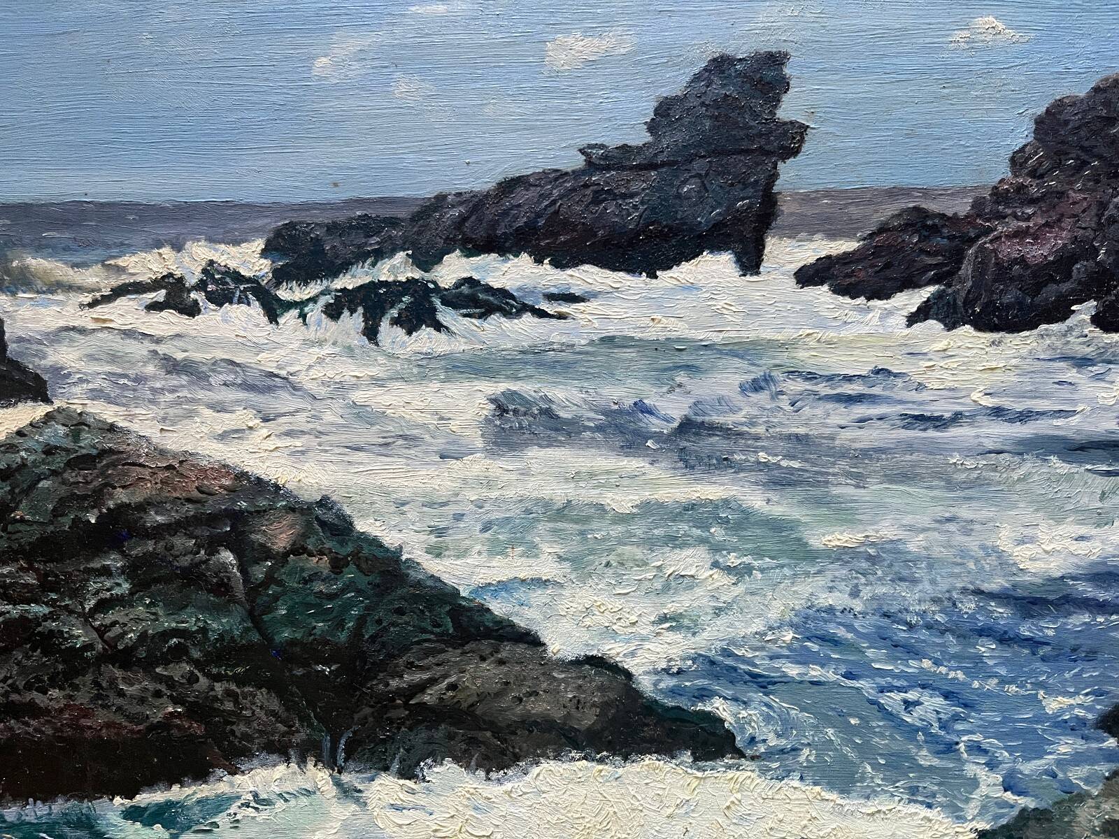 Tableau HSP "Belle-Ile - cave of the apothecary" Marine signed 1960