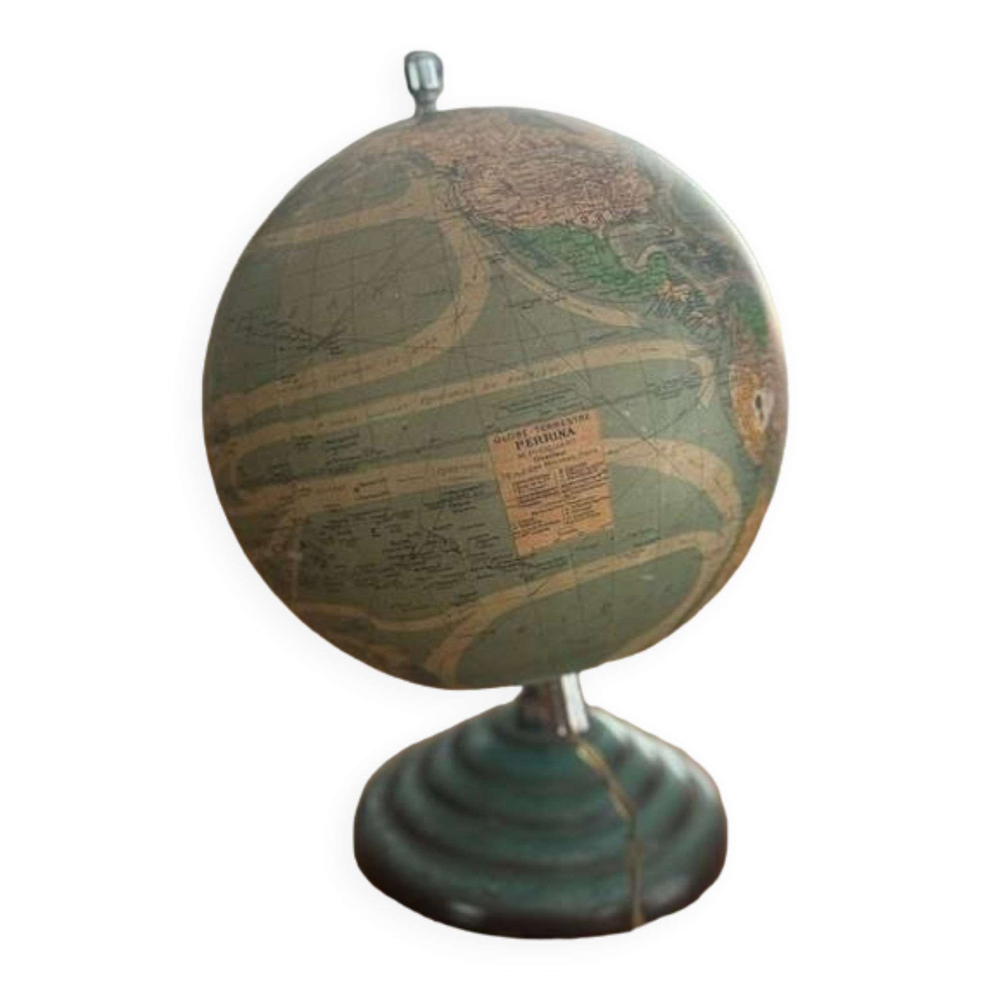 Vintage glass and metal world map for Perrina, circa 1960