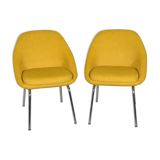 Fauteuils chrome et tissu, années 1960
